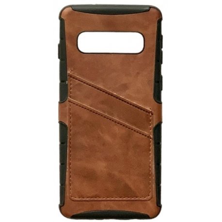Samsung Galaxy S10 G973 Card Holder Luxury Case Brown-Black