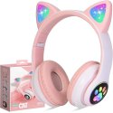 MBaccess STN-028 Cat Ear Bluetooth 5.0 Headphones LED Pink