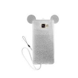 Samsung Galaxy J5 2017 J530 Silicone Case Mickey Mouse Ears Glitter Silver