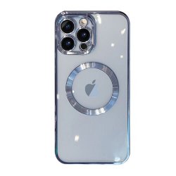IPhone 13 Pro Max Chrome Hole Clear Silicone Case Blue