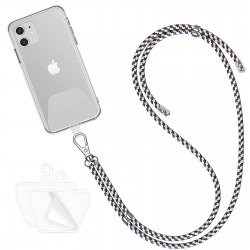 Borofone Universal Cell Phone Lanyard with Adjustable Nylon Neck Strap Black-White