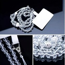 Borofone Universal Cell Phone Crystal Diamont Pendant Neck Strap White