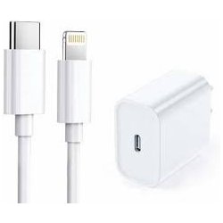 Treqa CH-9025 Wall Charger PD 20W + Type C to Lightning Charging Cable White