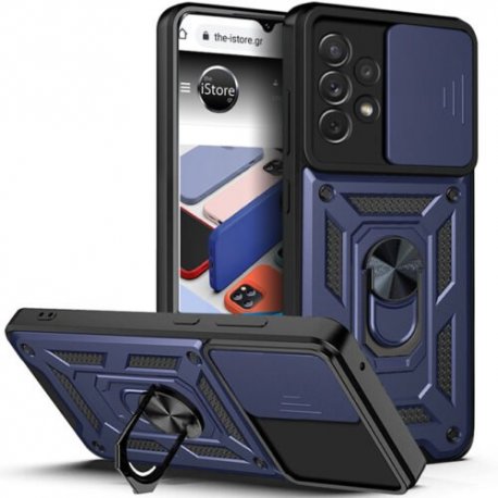 Samsung Galaxy A53 5G A536 Hybrid Shockproof Armor Case with Stand Metal Ring Blue