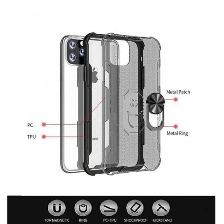 Huawei Y6 2019 Armor Case Ring Holder Shockproof Black