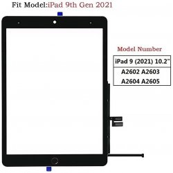 IPad 9 10.2" 2021 9th Gen. TouchScreen+Home Button+Glue Black