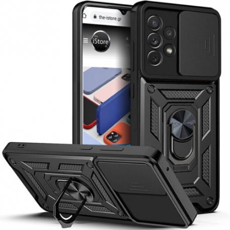 Samsung Galaxy A53 5G A536 Hybrid Shockproof Armor Case with Stand Metal Ring Black