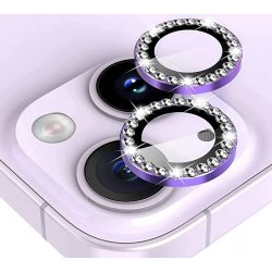 IPhone 14/14 Plus Ring Camera Protective Tempered Glass Glitter Purple