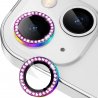 IPhone 14/14 Plus Ring Camera Protective Tempered Glass Glitter Multicolor