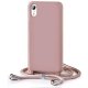 IPhone XR Soft And Silky Silicone Case With Strap Pink