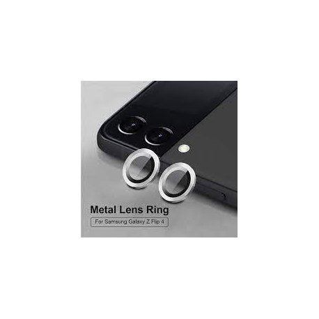 Samsung Galaxy Z Flip 4 F721 Ring Camera Protective Tempered Glass Silver