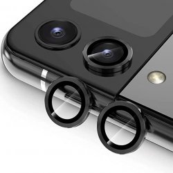 Samsung Galaxy Z Flip 4 F721 Ring Camera Protective Tempered Glass Black