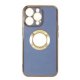 IPhone 14 Pro Shaded Effect Clear Soft Cover Case Chrome Plated and Logo Hole Lila