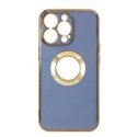 IPhone 14 Pro Shaded Effect Soft Cover Case Chrome Plated and Logo Hole Lila
