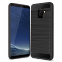 Samsung Galaxy A8 2018 A530 Case Carbon Fiber Design TPU Flexible Soft Black