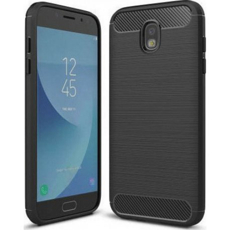 Samsung Galaxy J7 2017 Case Carbon Fiber Design TPU Flexible Soft Black