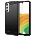 Samsung Galaxy A14 5G A146 Case Carbon Fiber Design TPU Flexible Soft Black