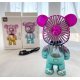 MBacces Mini Bear Hand Fan Rechargeable Colorful Pink/Blue