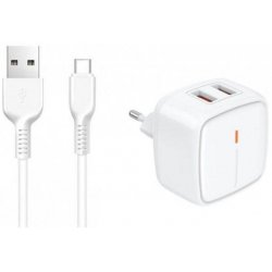 Jellico Quick Charger 2X USB 2.4A+Micro Usb Cable White