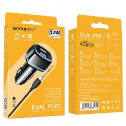 Borofone BZ14 Max In-Car Charger Set With Micro Usb Cable Black