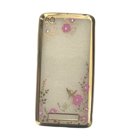 Xiaomi Redmi 4A Case Plating Flora Diamond Chic Flower Soft TPU Silicone Gold
