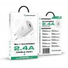 BeePower BC-1 Wall Charger 2.4A USB+Micro Usb Cable Set White