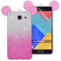 Samsung Galaxy A3 2017 A320 Silicone Case Mickey Mouse Ears Glitter Silver-Pink