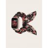 Apple Watch Ruched Graphic Fabric Fashion Wrist Belt 42/44/45mm Flowers Black