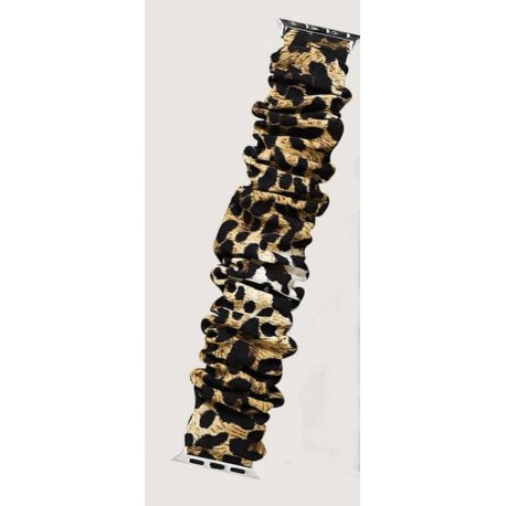 Apple Watch Ruched Graphic Fabric Fashion Wrist Belt 42/44/45mm Animal Print Leopar