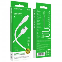 Borofone BX51 Triumph Charging Data Cable USB to Micro-USB 1m Current Up To 2.4A White