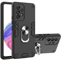 Samsung Galaxy A13 4G A135 Hybrid Shockproof Armor Case with Stand Metal Ring Black