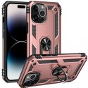 IPhone 14 Pro Max Hybrid Shockproof Armor Case with Stand Metal Ring RoseGold