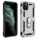 IPhone 14 Pro Max Hybrid Shockproof Armor Case with Stand Metal Ring Silver
