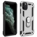 IPhone 14 Pro Max Hybrid Shockproof Armor Case with Stand Metal Ring Silver