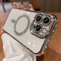IPhone 14 Plus Luxury Diamond MagSafe Case Silver