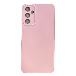Samsung Galaxy A14 A146 Metal Satin Effect Soft Case Full Camera Protection Pink