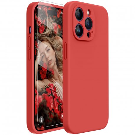 IPhone 14 Pro Silky And Soft Touch Silicone Cover Full Camera Protection Red
