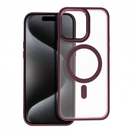 IPhone 15 Pro Luxury MagSafe Case Plum Red