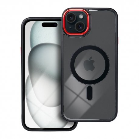 IPhone 15 Plus Luxury MagSafe Case Black Red