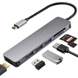 MBaccess Yg-2120 7 In 1 Docking Station Usb 3.0 Hdmi Sd Tf Card Reader With Type C Charging Port Multiport Hub