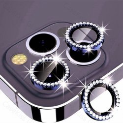 IPhone 15/15 Plus Ring Camera Protective Tempered Glass Glitter Black