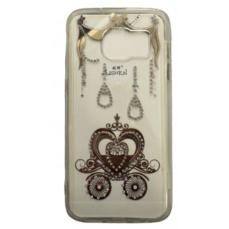 Samsung Galaxy S7 G930 Silicone Case Transperant Gold Royal Carriage