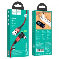 Hoco U100 Orbit Cable USB To Lightning Charging Data Sync Red
