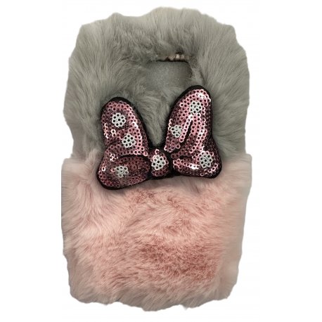 Samsung Galaxy S7 Edge G935 Back Case Faux Fur Hair Soft Warm Pink Grey