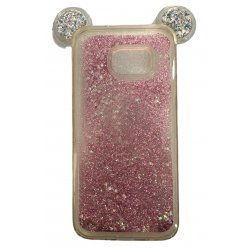 Samsung Galaxy S7 Edge G935 Liquid Glitter Case Mickey Mouse Ears Pink