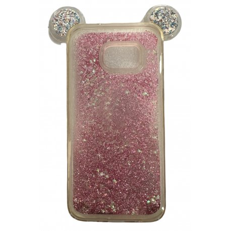 Samsung Galaxy S7 Edge G935 Liquid Glitter Case Mickey Mouse Ears Pink