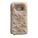 Samsung Galaxy S8 G950 Back Case Faux Fur Hair Soft Warm Pink Pearls