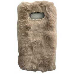 Samsung Galaxy S8 G950 Back Case Faux Fur Hair Soft Warm Beige