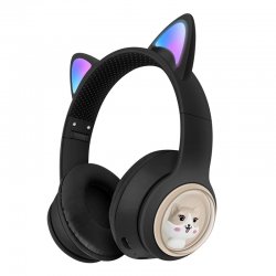 MBaccess AKZ-020 Cat Ear Headphones LED Luminous Earphones Grey/Pink