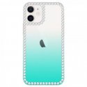 IPhone 12/12 Pro Shaded Effect Clear Silicone Case With Rhinestones Blue